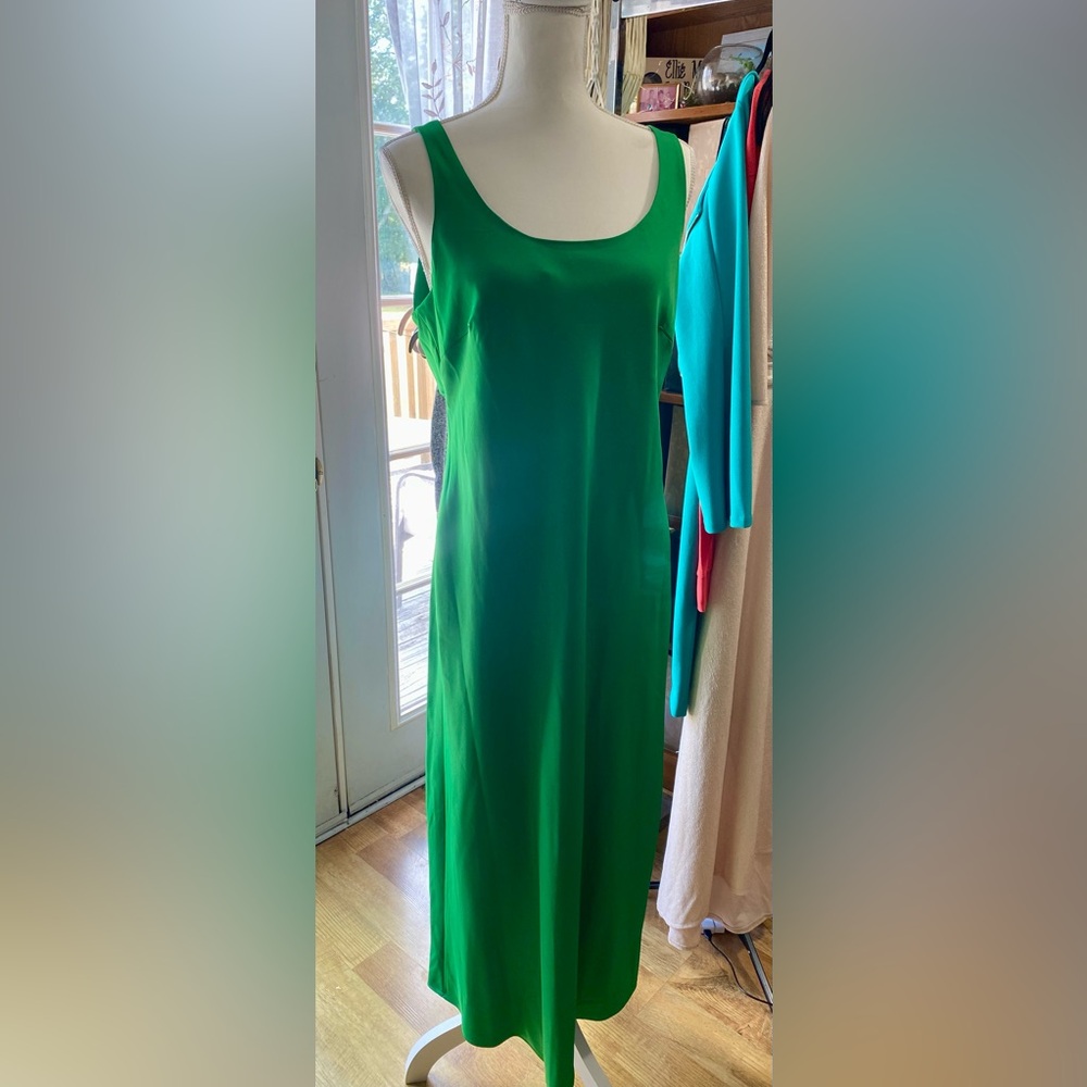 Anne Klein Green Sheath Midi satin Dress size 8